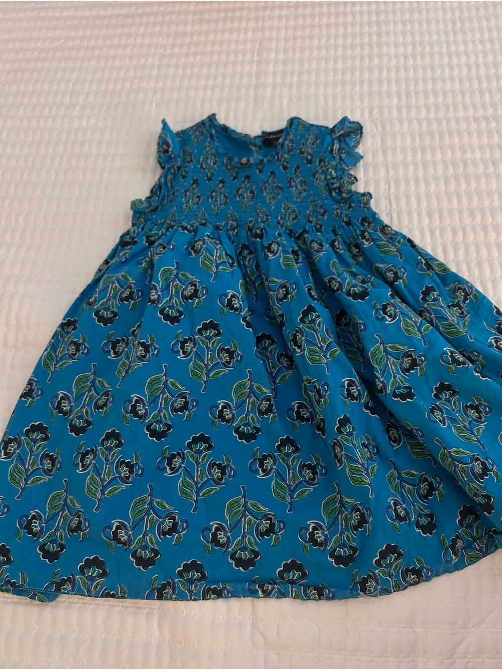 French Connection Teal Blue Floral Smocked Size XS(5/6)